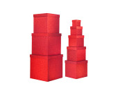 Geschenkkartons Würfel rot glitter, 10 - 38 cm, 8-tlg.