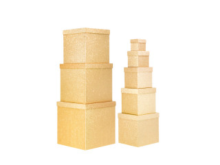 Geschenkkartons Würfel champagner glitter, 10 - 38 cm, 8-tlg.