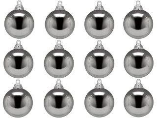 Weihnachtskugel B1 glanz stahlgrau, Ø 6cm, 12 Stück