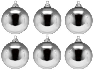 boule de Noël B1 brillant argenté, Ø 8cm, 6 pcs.