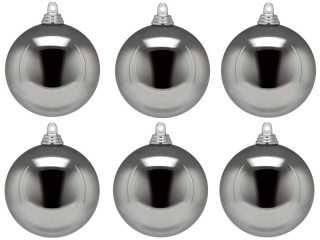 boule de Noël B1 brillant gris acier, Ø 8cm, 6 pcs.