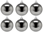 christmas ball B1 shiny steel-grey, Ø 8cm, 6 pcs.