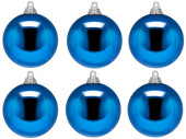 boule de Noël B1 brillant bleu, Ø 8cm, 6 pcs.