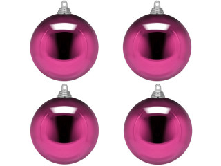 boule de Noël B1 brillant cerise, Ø 10cm, 4 pcs.