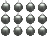 christmas ball B1 matt steel-grey, Ø 6cm, 12 pcs.