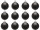 christmas ball B1 matt black, Ø 6cm, 12 pcs.