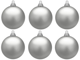 Weihnachtskugel B1 matt silber, Ø 8cm, 6 Stück