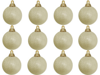 christmas ball B1 glitter champagne, Ø 6cm, 12 pcs.