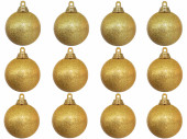 boule de Noël B1 scintillant or, Ø 6cm, 12 pcs.