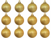 christmas ball B1 glitter gold, Ø 6cm, 12 pcs.