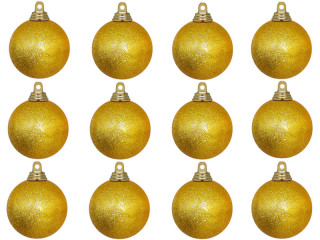 Weihnachtskugel B1 glitter dunkel-gold, Ø 6cm, 12 Stück