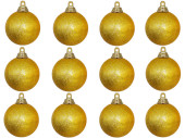 Weihnachtskugel B1 glitter dunkel-gold, Ø 6cm, 12...