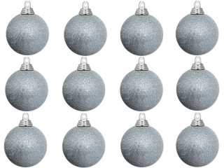christmas ball B1 glitter silver, Ø 6cm, 12 pcs.