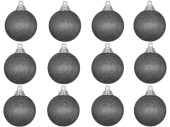 christmas ball B1 glitter steel-grey, Ø 6cm, 12 pcs.