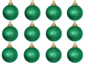 christmas ball B1 glitter green, Ø 6cm, 12 pcs.