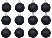 christmas ball B1 glitter black, Ø 6cm, 12 pcs.