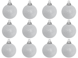 boule de Noël B1 scintillant blanc, Ø 6cm, 12 pcs.