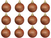 christmas ball B1 glitter copper, Ø 6cm, 12 pcs.