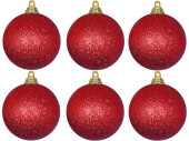 Weihnachtskugel B1 glitter rot, Ø 8cm, 6 Stück