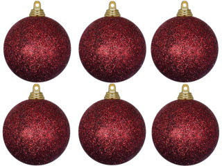 Weihnachtskugel B1 glitter bordeaux, Ø 8cm, 6 Stück