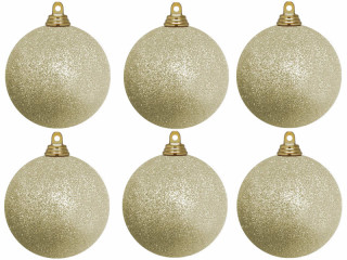 Weihnachtskugel B1 glitter champagner, Ø 8cm, 6 Stück