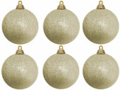 christmas ball B1 glitter champagne, Ø 8cm, 6 pcs.