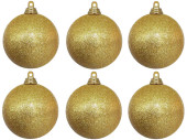 Weihnachtskugel B1 glitter gold, Ø 8cm, 6 Stück