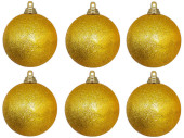 christmas ball B1 glitter dark gold, Ø 8cm, 6 pcs.