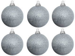 christmas ball B1 glitter silver, Ø 8cm, 6 pcs.
