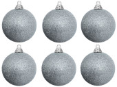 Weihnachtskugel B1 glitter silber, Ø 8cm, 6...