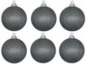 christmas ball B1 glitter steel-grey, Ø 8cm, 6 pcs.
