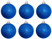 boule de Noël B1 scintillant bleu, Ø 8cm, 6 pcs.