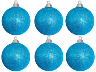 Weihnachtskugel B1 glitter eisblau, Ø 8cm, 6 Stück