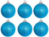 christmas ball B1 glitter ice-blue, Ø 8cm, 6 pcs.