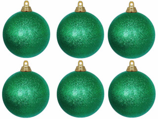 Weihnachtskugel B1 glitter grün, Ø 8cm, 6 Stück