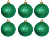 christmas ball B1 glitter green, Ø 8cm, 6 pcs.