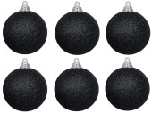 boule de Noël B1 scintillant noir, Ø 8cm, 6 pcs.