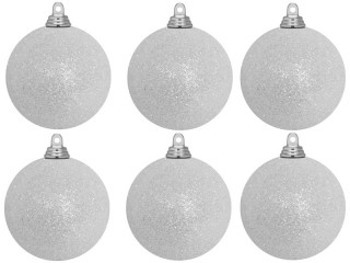 christmas ball B1 glitter white, Ø 8cm, 6 pcs.
