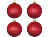 Weihnachtskugel B1 glitter rot, Ø 10cm, 4 Stück
