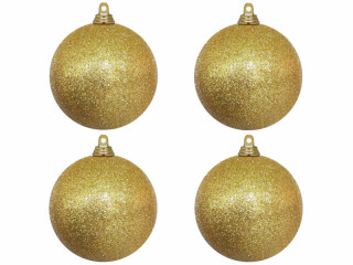 Weihnachtskugel B1 glitter gold, Ø 10cm, 4 Stück