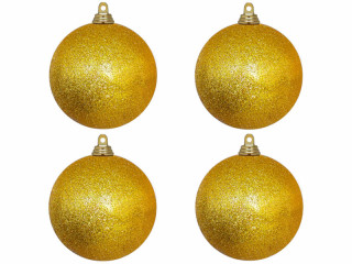 Weihnachtskugel B1 glitter dunkel-gold, Ø 10cm, 4 Stück