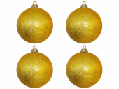 christmas ball B1 glitter dark gold, Ø 10cm, 4 pcs.