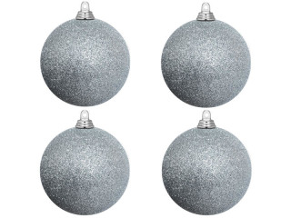 Weihnachtskugel B1 glitter silber, Ø 10cm, 4 Stück