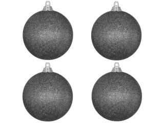 Weihnachtskugel B1 glitter stahlgrau, Ø 10cm, 4 Stück