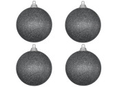 christmas ball B1 glitter steel-grey, Ø 10cm, 4 pcs.