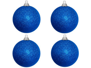 christmas ball B1 glitter blue, Ø 10cm, 4 pcs.