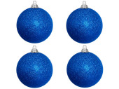christmas ball B1 glitter blue, Ø 10cm, 4 pcs.