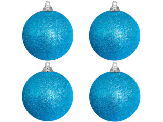 christmas ball B1 glitter ice-blue, Ø 10cm, 4 pcs.