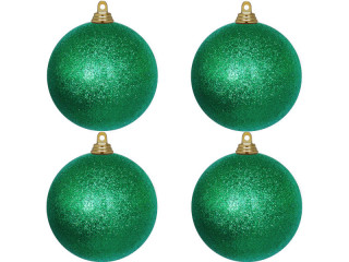 boule de Noël B1 scintillant vert, Ø 10cm, 4 pcs.