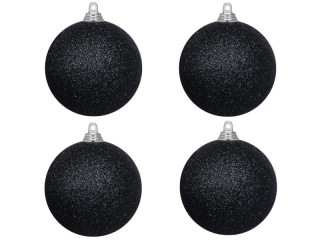 Weihnachtskugel B1 glitter schwarz, Ø 10cm, 4 Stück